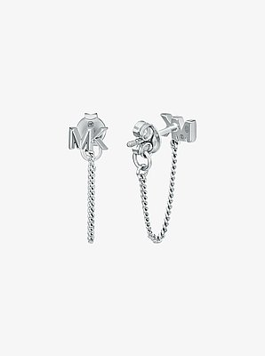 Orecchini a catena con logo in argento sterling con placcatura in metallo prezioso