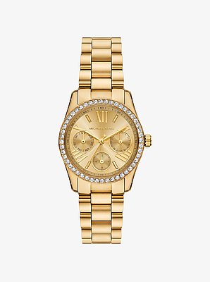 Reloj Lexington mini en tono dorado con incrustaciones de pav&eacute;