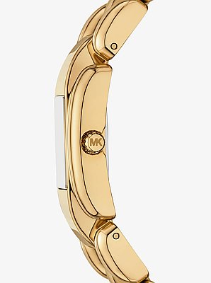 Mini Hally Pav&eacute; Gold-Tone Watch