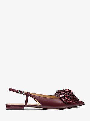 Elodie Embellished Leather Slingback Flat