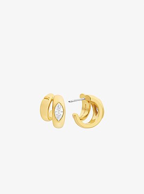 Boucles d&rsquo;oreilles &agrave; double anneau &agrave; zircons cubiques taille marquise