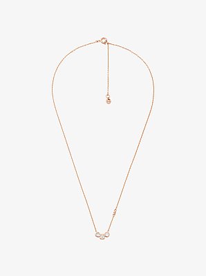 Precious Metal-Plated Cubic Zirconia Necklace and Stud Earrings Set