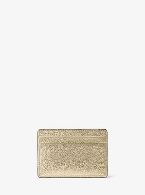 Jet Set Metallic Pebbled Leather Card Case