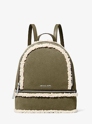Rhea Medium Suede and Faux Shearling Backpack