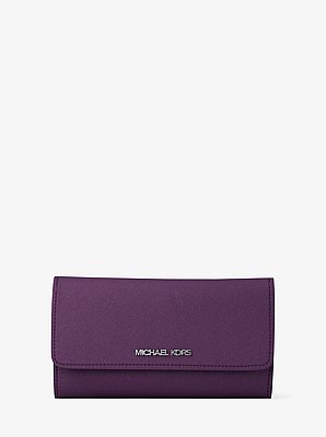 Billetera Jet Set grande plegable de piel saffiano