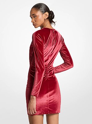 Ruched Velvet Mini Dress