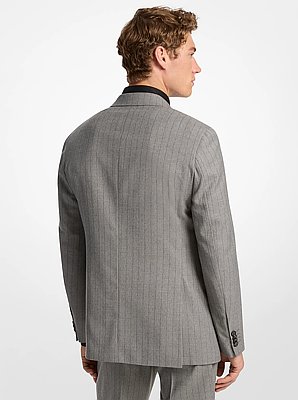 Pinstripe Stretch Wool Blend Blazer