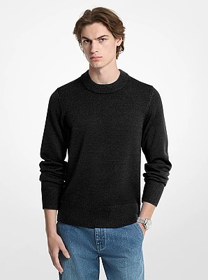 Su&eacute;ter de lana con cuello redondo y dise&ntilde;o acanalado