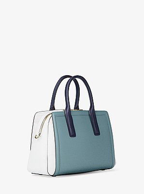 Laila Medium Color-Block Pebbled Leather Satchel