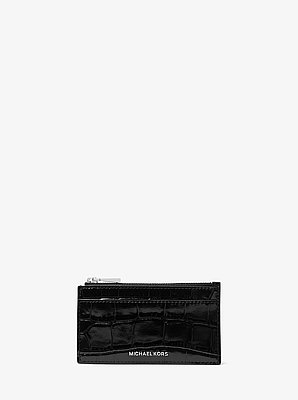 Jet Set Small Crocodile Embossed Leather Card Case