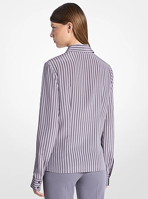Hansen Striped Silk Crepe De Chine Shirt