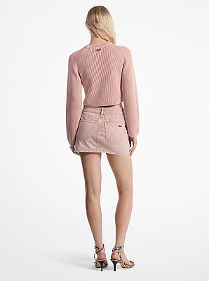 Minirock aus st&uuml;ckgef&auml;rbtem Denim