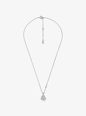 Collana con cuore in argento sterling placcato in metallo prezioso e pav&eacute;