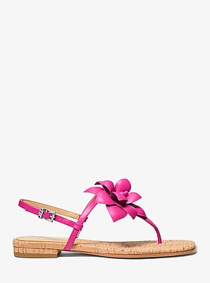 Jacie Floral Embellished Leather T-Strap Sandal