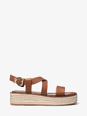 Sandale espadrille Lynn en cuir &agrave; semelle compens&eacute;e