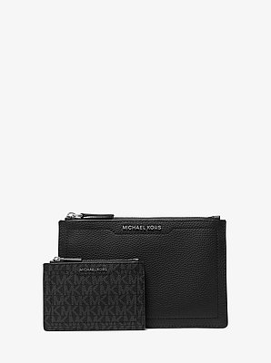 Hudson Pebbled Leather and Signature Logo Pouch Set
