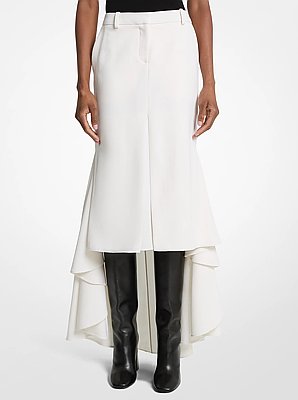 Falda pantal&oacute;n asim&eacute;trica en gabardina de lana