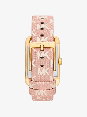 Reloj Monroe de jacquard con logotipo en tono dorado