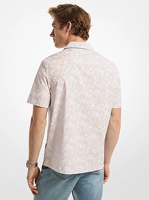 Floral Stretch Cotton Short-Sleeve Shirt