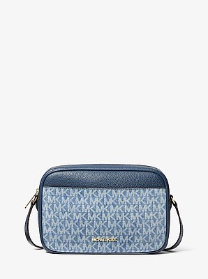 Sac &agrave; bandouli&egrave;re pour appareil photo Jet Set Travel en denim &agrave; imprim&eacute; &agrave; logo Signature