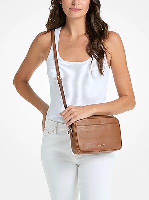 Jet Set Large Pebbled Leather Camera Crossbody Bag