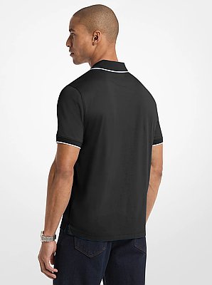 Cotton Jersey Zip-Up Polo Shirt