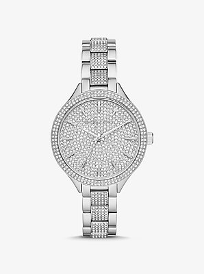 Montre argent&eacute;e &agrave; pav&eacute;