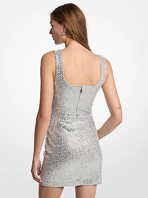 Rhinestone Embellished Scuba Mini Dress