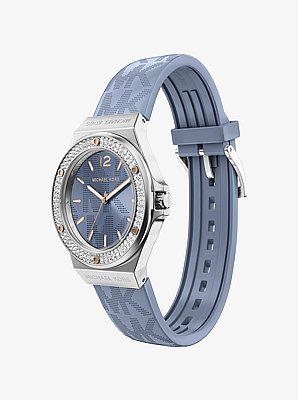 Montre Lennox de ton argent &agrave; pav&eacute; et &agrave; bracelet &agrave; logo