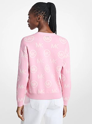 Logo Jacquard Cotton Blend Cardigan