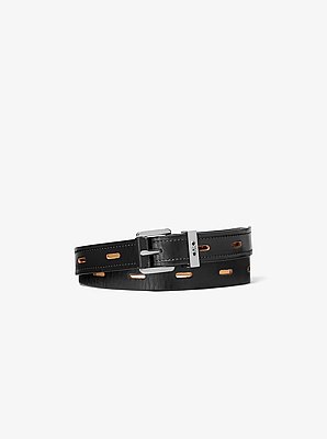 Cutout Leather Blend Belt