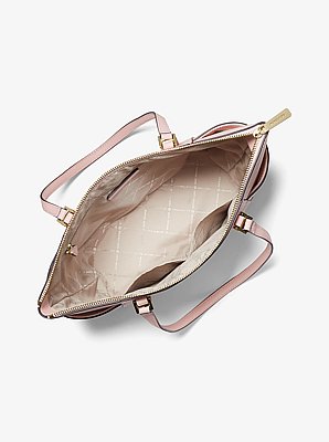 Bolso tote Charlotte grande de piel saffiano con cremallera superior