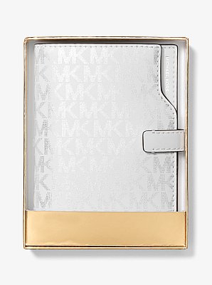 Jet Set Metallic Signature Logo Passport Wallet