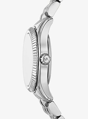 Petite Lexington Pav&eacute; Silver-Tone Watch