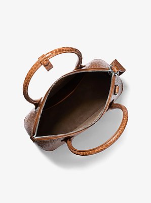 Bolso satchel Kaitlin mediano de piel con relieve de cocodrilo