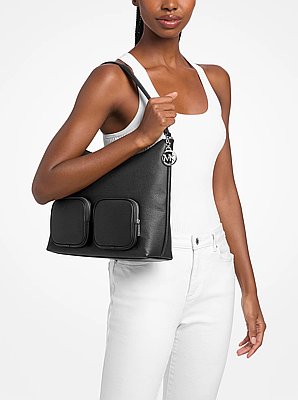 Merritt Large Pebbled Leather Cargo Shoulder Bag