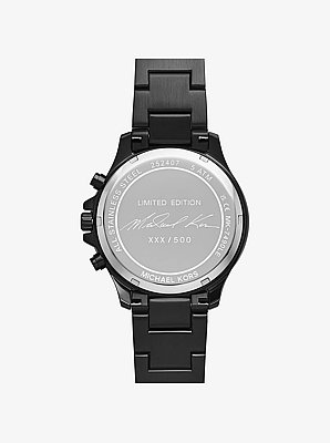 Montre Sage surdimensionn&eacute;e de ton noir &agrave; pav&eacute; en &eacute;dition limit&eacute;e