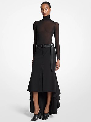 Wool Serge High-Low Trouser Skirt