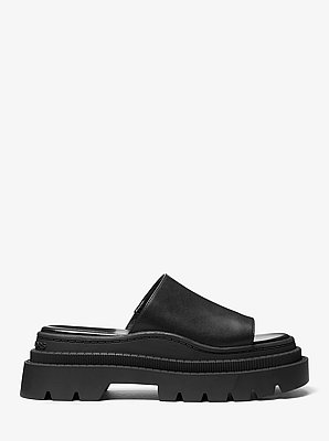 Mule Kendra en cuir &agrave; semelle compens&eacute;e