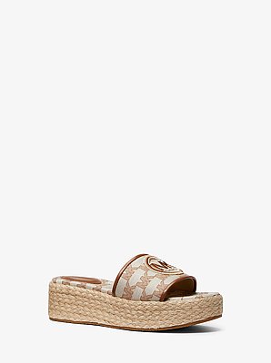 Sadler Logo Jacquard and Jute Wedge Sandal