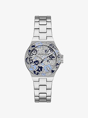 Mini Lennox Pav&eacute; Silver-Tone Watch