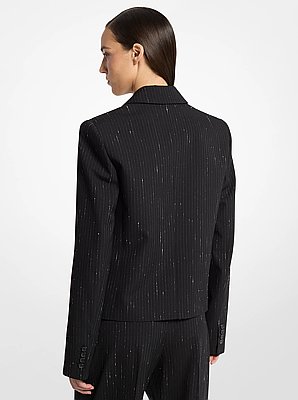 Blazer Spencer de lana el&aacute;stica a rayas con lentejuelas