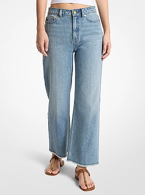 Weite Cropped-Jeans Eloise aus ausgefranstem Denim