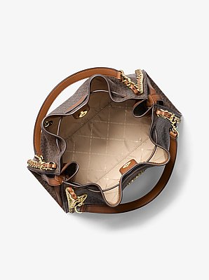 Grand sac &agrave; &eacute;paule Mina &agrave; logo signature et &agrave; cha&icirc;ne in BRUN | Michael Kors image number 1