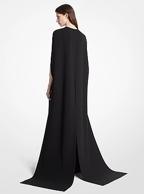 Double Faced Stretch Wool Cape Gown