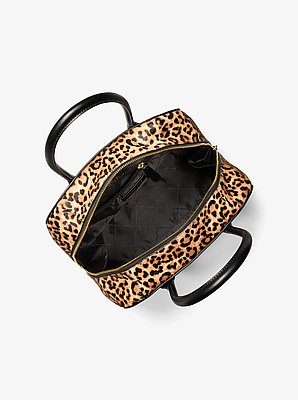 Ashton Medium Leopard Print Calf Hair and Smooth Satchel