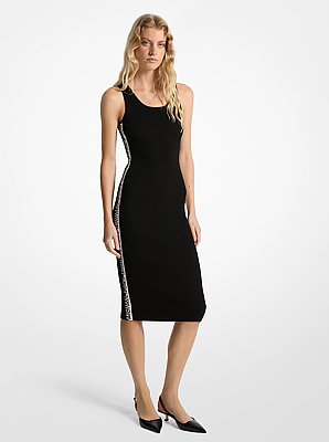 Stretch Knit Logo Tape Midi Tank Dress