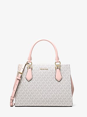 Marilyn Medium Signature Logo Convertible Satchel in ROS&Aacute;CEO POLVORIENTO MULTICOLOR | Michael Kors image number 0