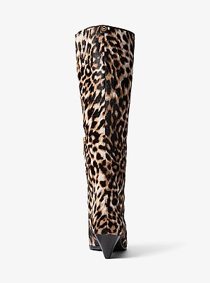 Jayla Leopard Print Calf Hair Knee-High Boot