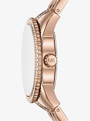 Mini Bryant Pav&eacute; Logo Rose Gold-Tone Watch